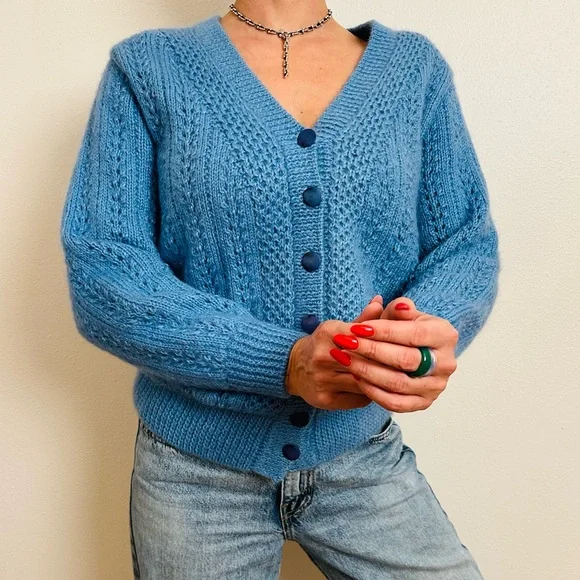 Vintage Cardigan Sweater Hand Knit - Picture 7 of 11